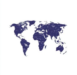 Fototapeta premium World map, dark indigo, textured, simple