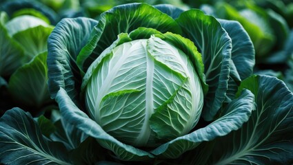 Obraz premium Organic head of cabbage in natural setting