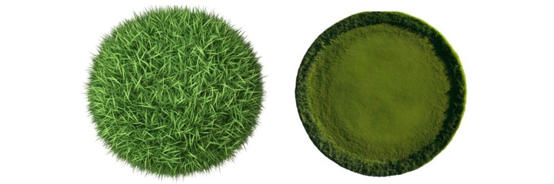  Set of a Circular grass ground, isolated on transparent background.