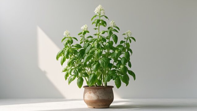 Herbal holy basil plant with healing properties