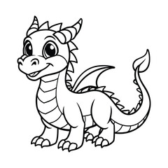 traditional chinese dragon line art black vector 