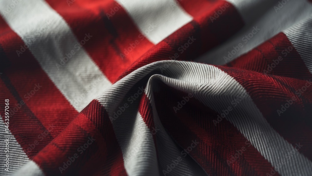 Aufkleber detailed view of tartan textile showing pattern and fabric texture