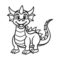 traditional chinese dragon line art black vector 