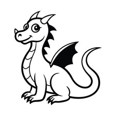 traditional chinese dragon line art black vector 