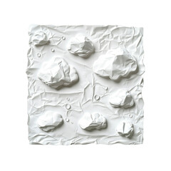 Naklejka premium Abstract White Cloudscape Relief Sculpture on Crumpled Texture