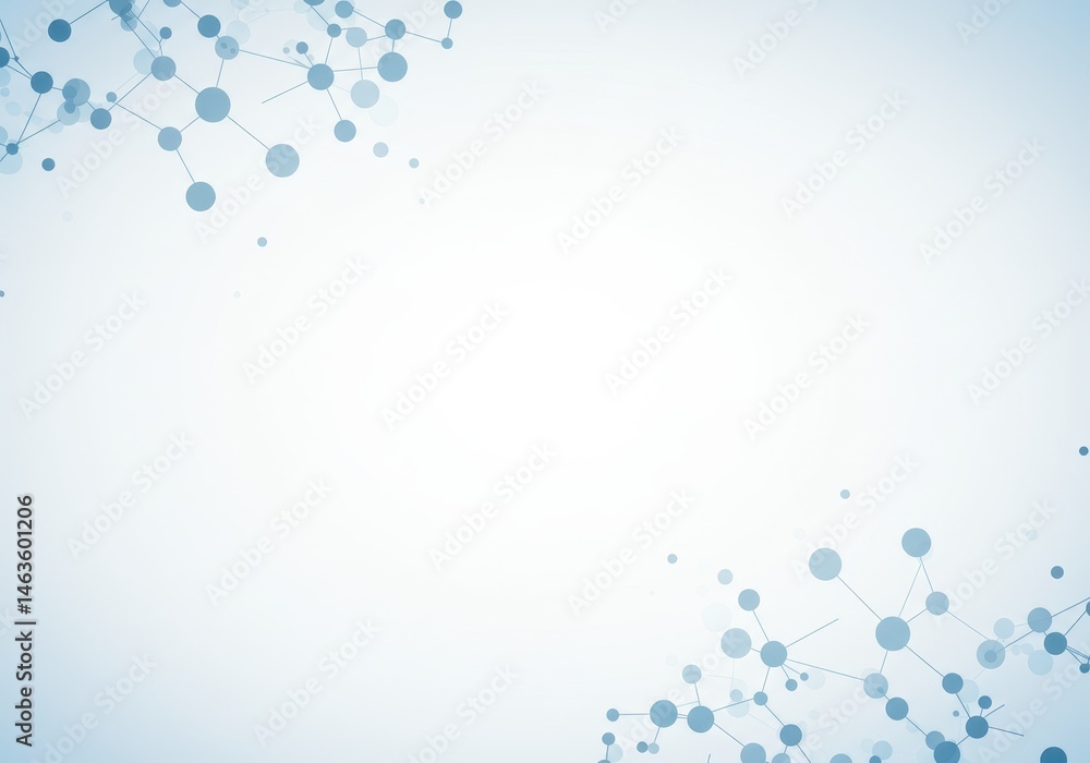 Aufkleber abstract light blue background with molecule structures in the corners of the frame