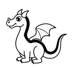 traditional chinese dragon line art black vector 