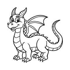 traditional chinese dragon line art black vector 