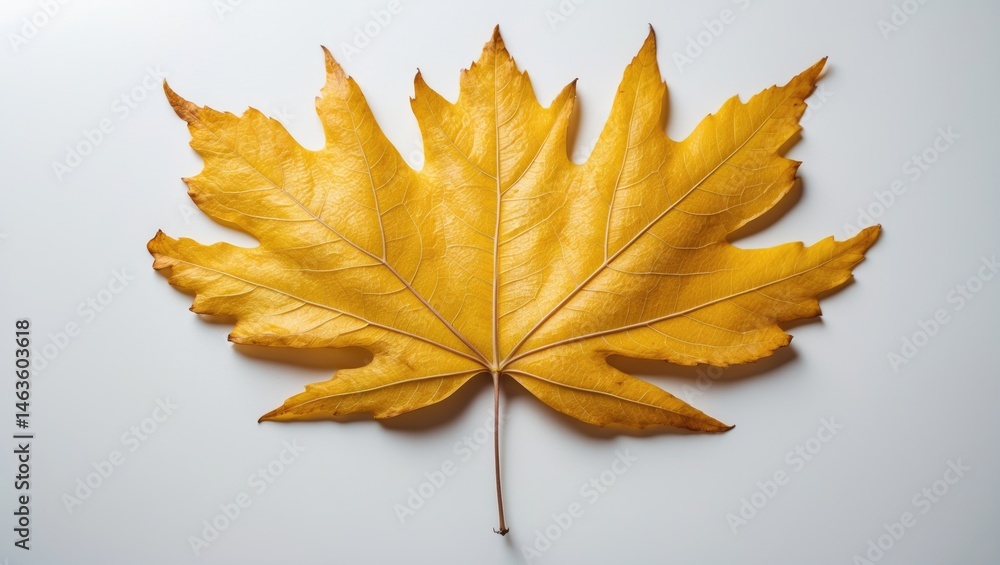 Poster detailed image of an autumn leaf with prominent veins and botanical texture isolated on white