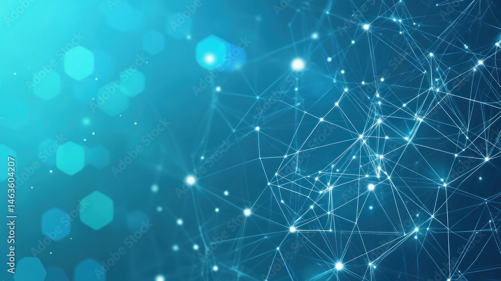 Poster abstract network connections in teal gradient background