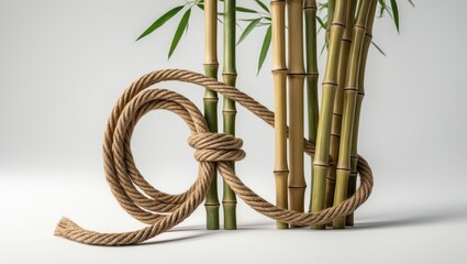 White background with isolated bamboo alphabet letter