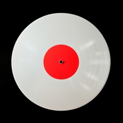 White Vinyl Record With Red Center