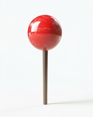 Single Red Lollipop On White Background