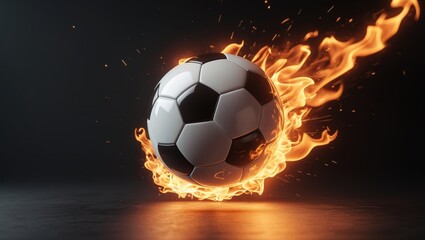Naklejka premium Fire-themed football symbol on a luminous background