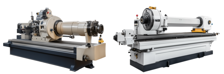  Set of a Modern horizontal lathe machine, isolated on transparent background.