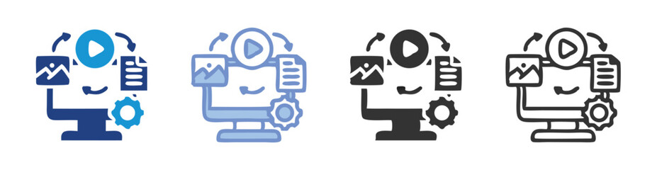 Digital Content Creation Workflow Process And Conversion Icon Illustration Design Set