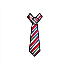 Obraz premium Striped Tie Icon: Stylish Neckwear for Business and Fashion Concepts on White Background.