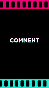 animation tiktok social media with thank you for watching text and film strip.animated like comment and share tiktok