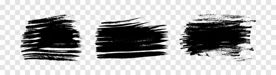 Set of black hand drawn brush strokes