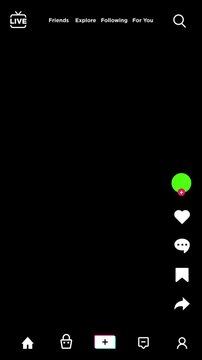 animation tiktok interface ui isolated on black background alpha channel.animated tiktok social media interface with green screen profil