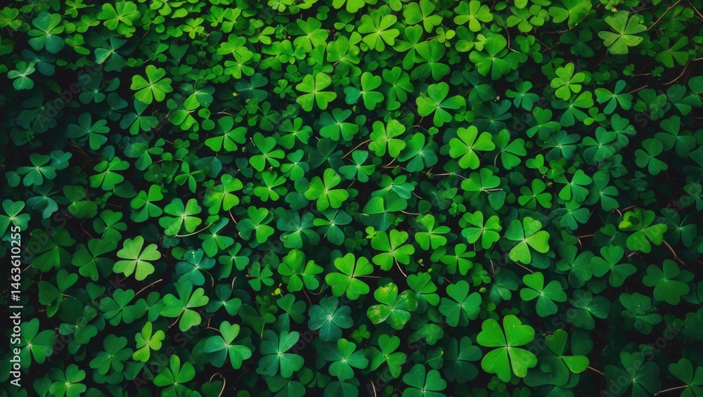 Poster Background with shamrock pattern showing three-leaf clovers and greenery