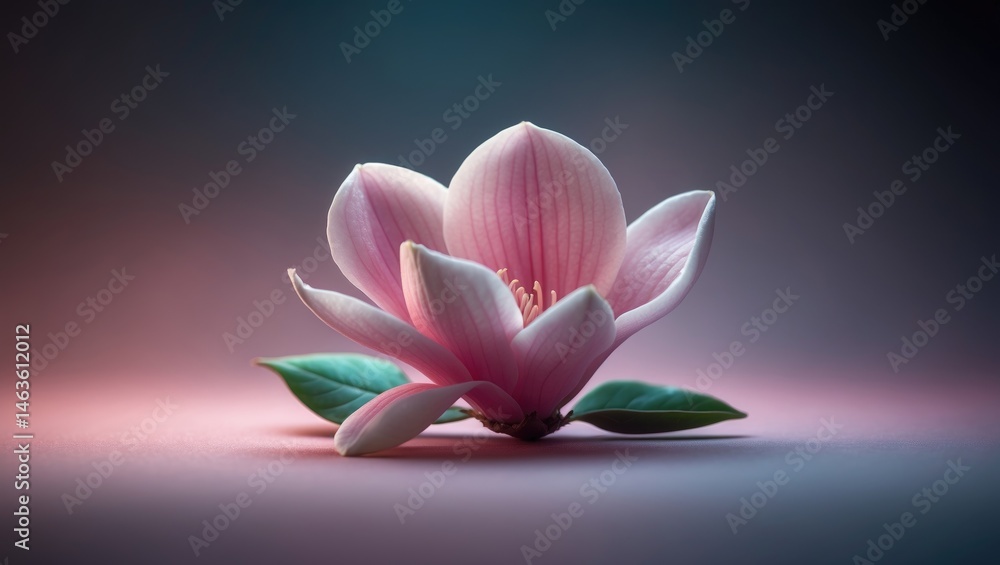 Aufkleber valentine card with isolated magnolia flower on gradient background