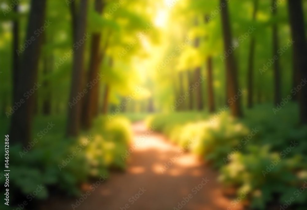 Poster generative ai unveils a sun-drenched forest path evoking tranquility and serenity