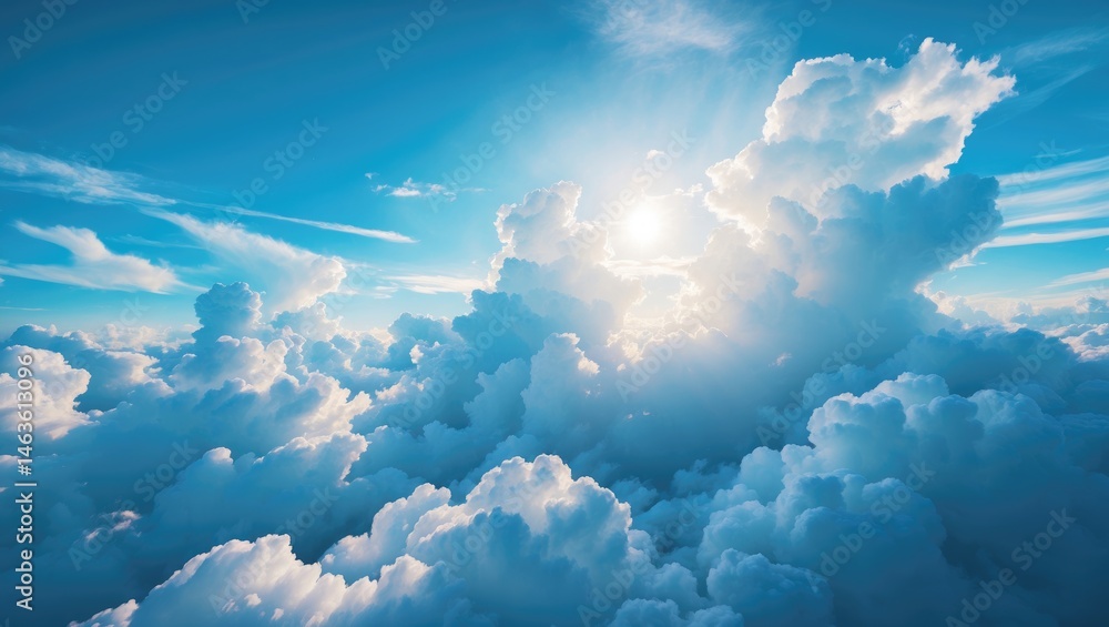 Wall mural bright clouds illuminated by the sun creating a beautiful sky scene