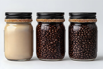 Coffee beans in glass jars