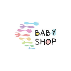 Baby shop logo design template. Baby shop brand logo template