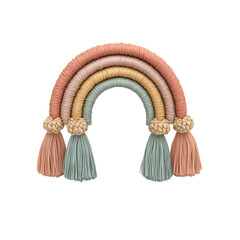 Pastel Rainbow Macrame Wall Hanging with Tassels - Nursery Decor
