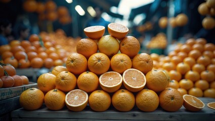 Juicy oranges served for sampling at open-air markets highlighting farm-fresh produce.