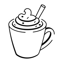 A hand drawn style icon of spiced latte 
