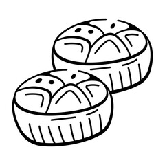 A hand drawn style icon of baked sweet 
