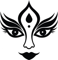 Lord Durga eyes and tilak icon vector silhouette 