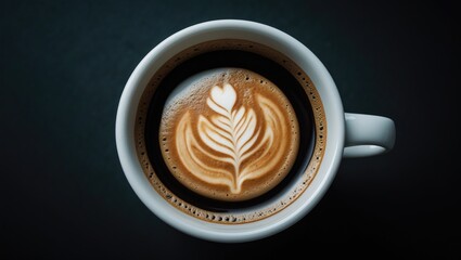 Hot americano in a cup against a black backdrop