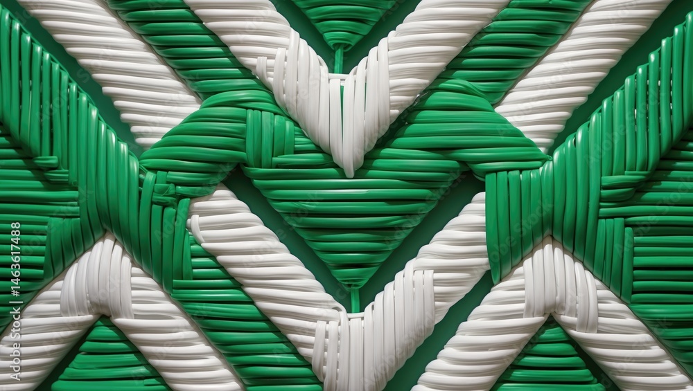 Aufkleber detailed view of seamless synthetic rattan surface featuring chevron and diamond pattern in green an