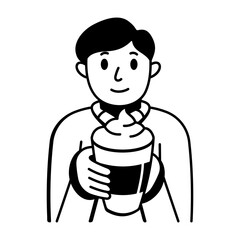 Drinking spice icon latte in doodle style 
