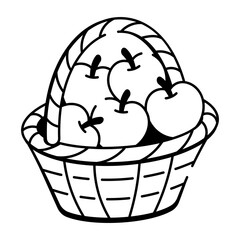 Doodle style icon of apple basket 
