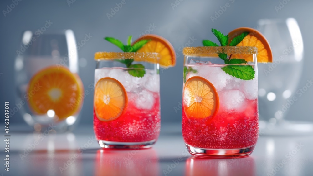 Poster zoomed-in shot of a gin spritz drink highlighting its sweet, bitter notes and sparkling fizz