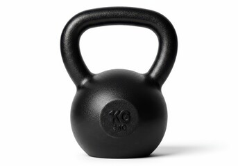 Isolated black kettlebell weight on a white background for strength training
