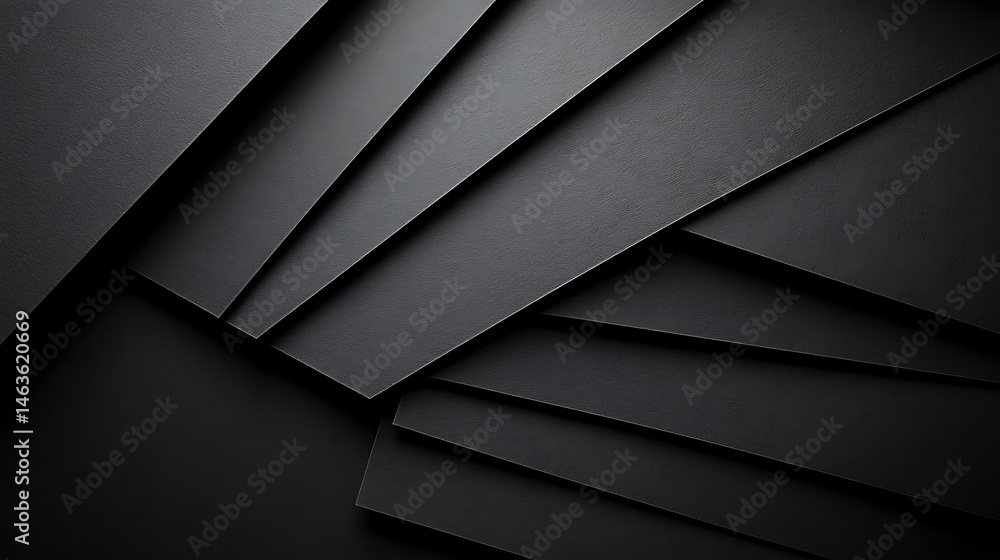 Poster geometric arrangement of dark toned paper shapes creating minimalist texture and modern abstract bac