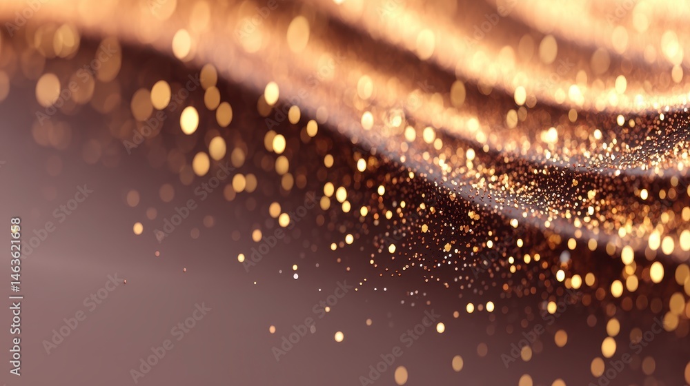 Poster abstract golden bokeh with shimmering light effects.