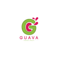 Obraz premium Guava fruit logo design template. Guava brand logo template