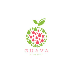 Guava fruit logo design template. Guava brand logo template