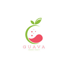 Guava fruit logo design template. Guava brand logo template