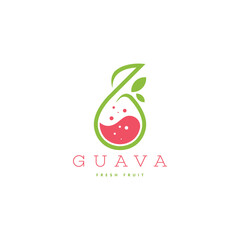 Guava fruit logo design template. Guava brand logo template