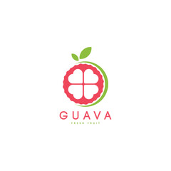 Guava fruit logo design template. Guava brand logo template