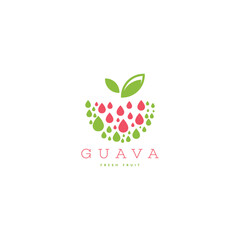 Guava fruit logo design template. Guava brand logo template