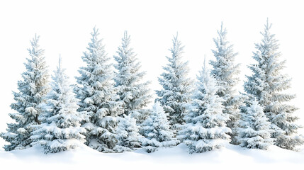 Snow Covered Pine Trees in Winter Forest